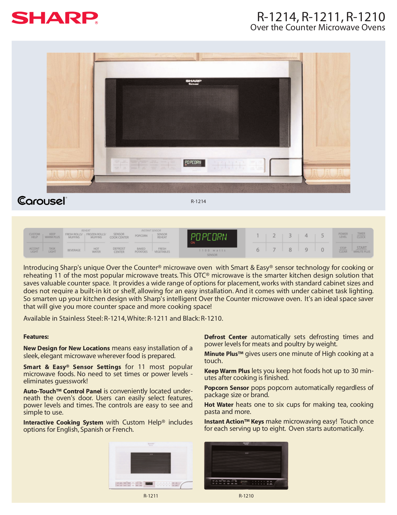 Sharp R1214 Microwave Owner's Manual