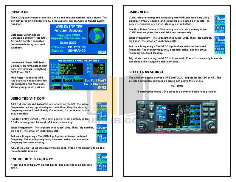 PDF manual for Garmin GPS GNS 530W