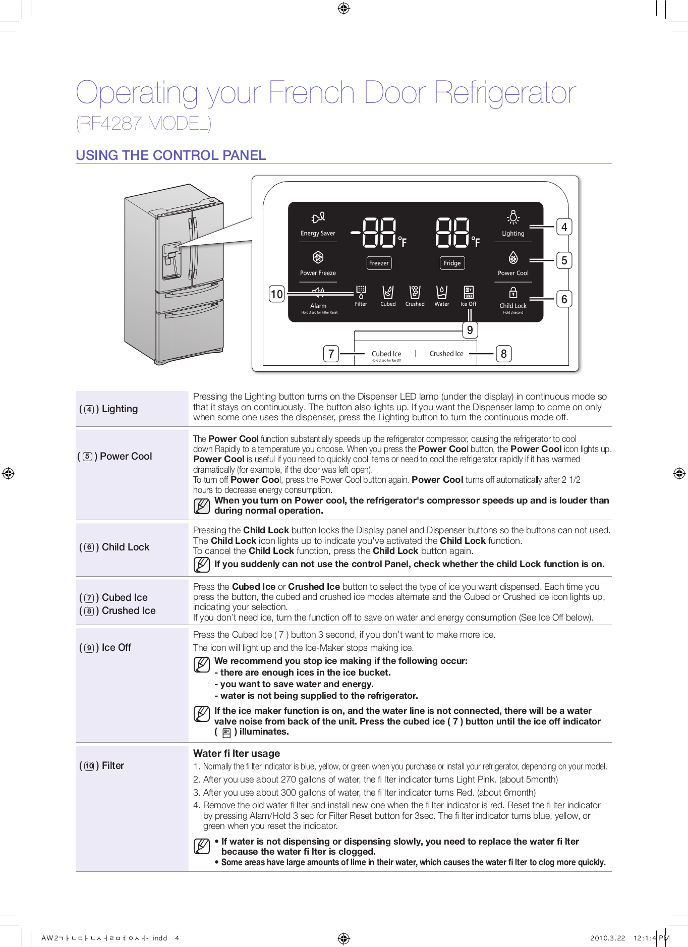 PDF manual for Samsung Refrigerator RF4287HA