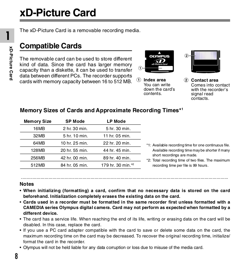 PDF manual for Olympus Voice Recorder DS40