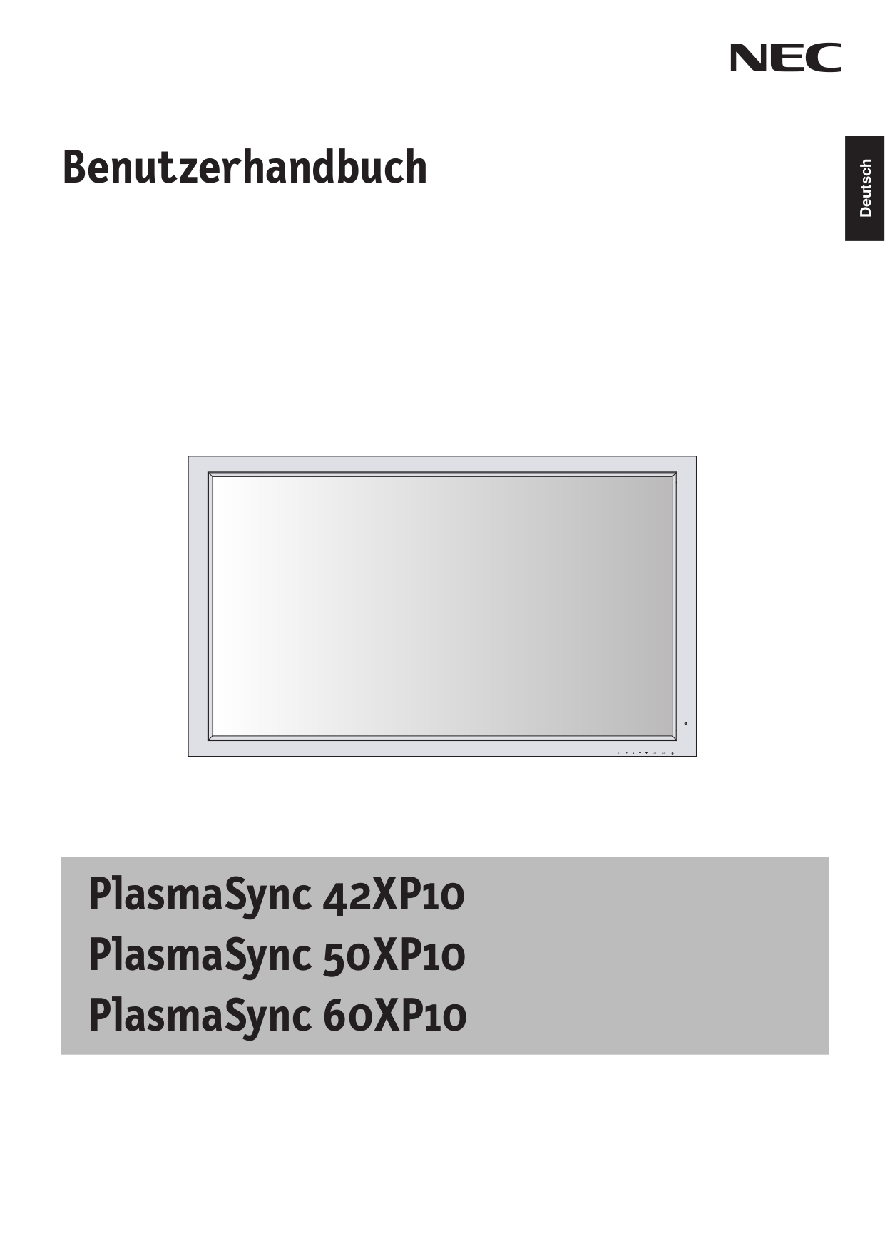 PDF manual for NEC Monitor PlasmaSync 50XP10