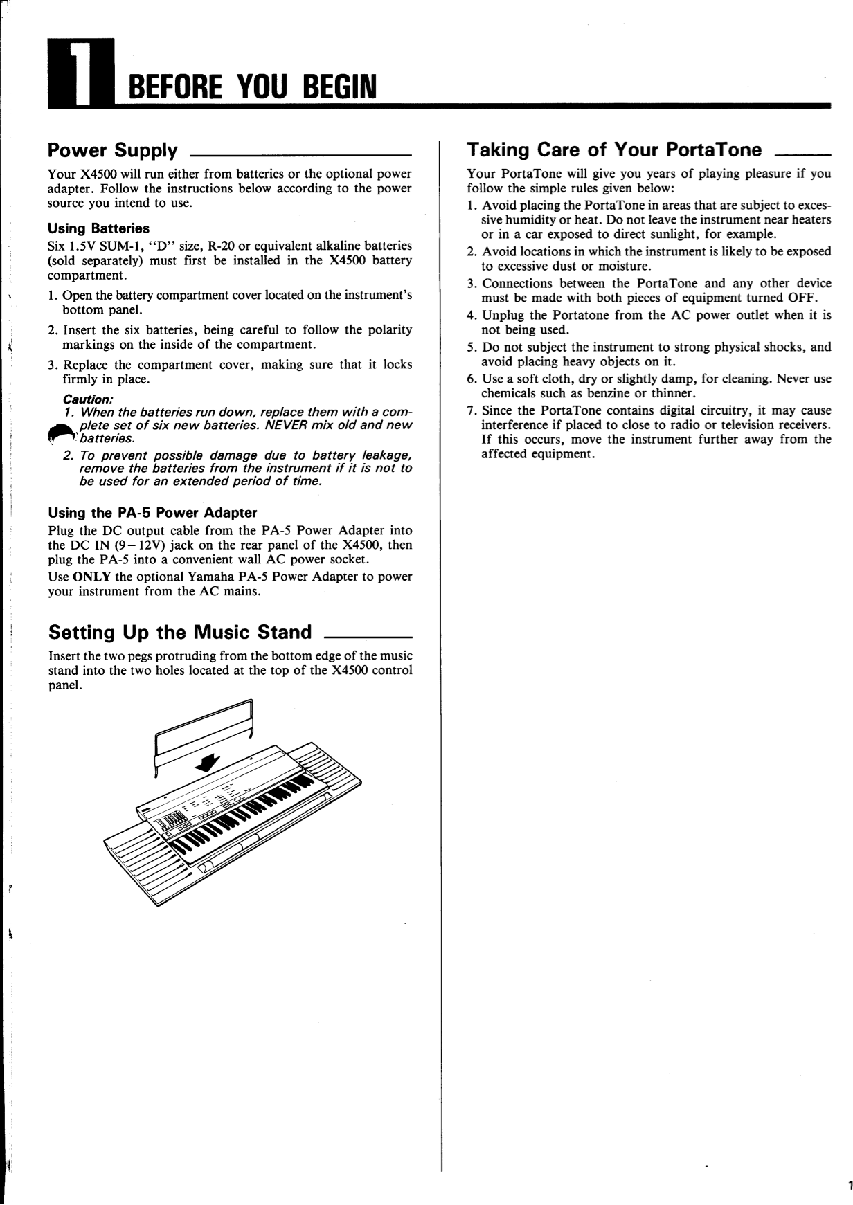 PDF manual for Yamaha Music Keyboard X4500