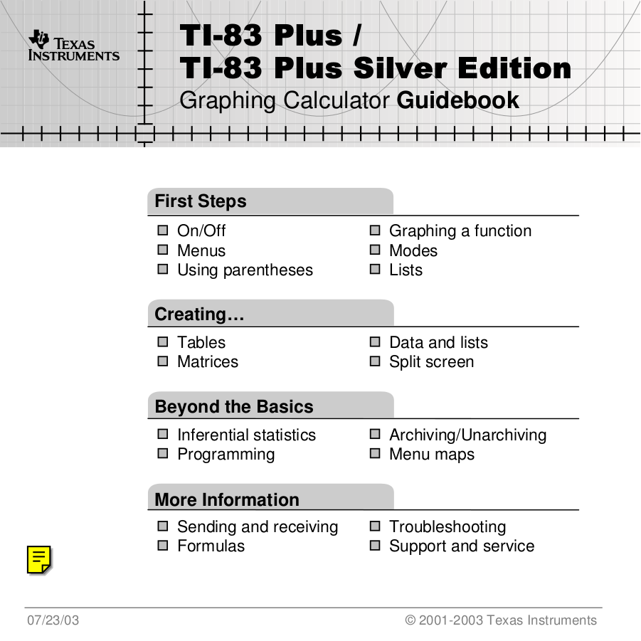 pdf for TI Calculator TI-83 Plus manual