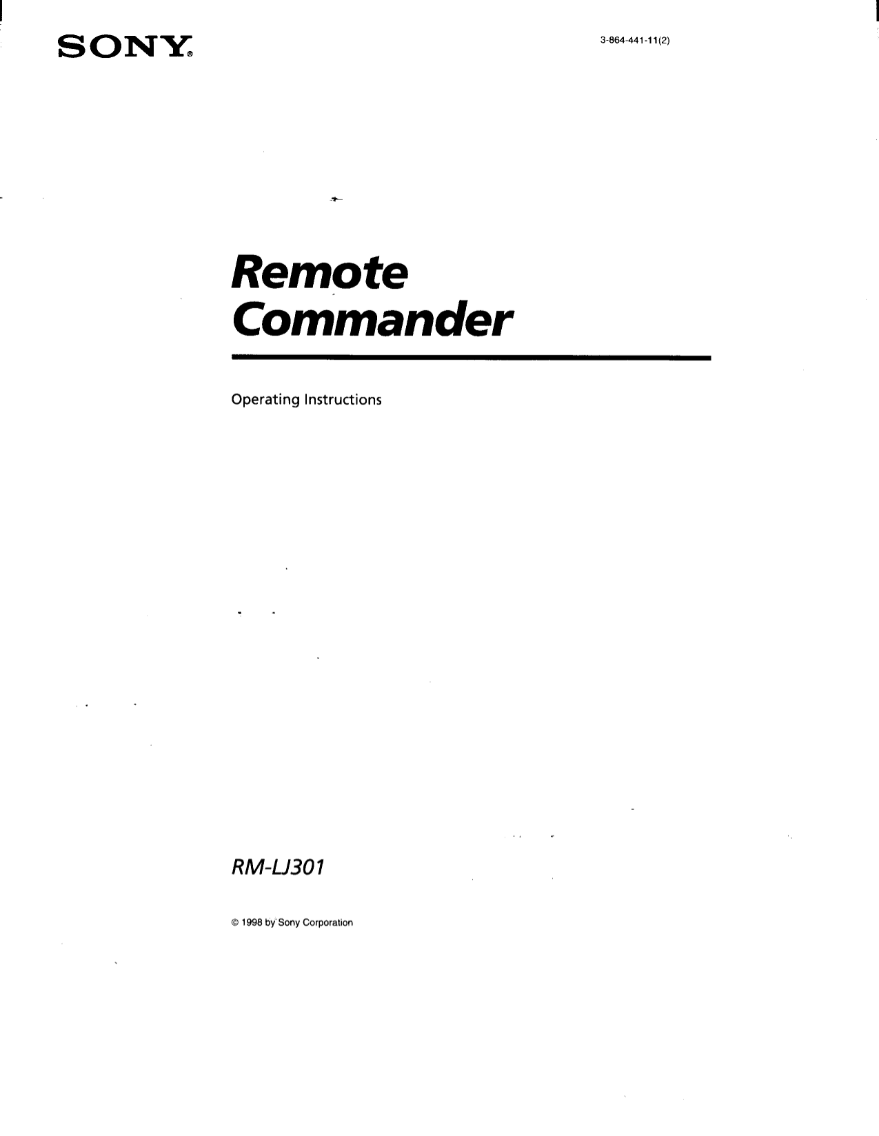 Download free pdf for Sony RMLJ301 Remote Control manual