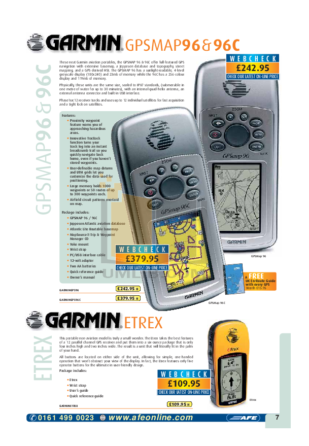 PDF manual for Garmin GPS GPSMAP 296