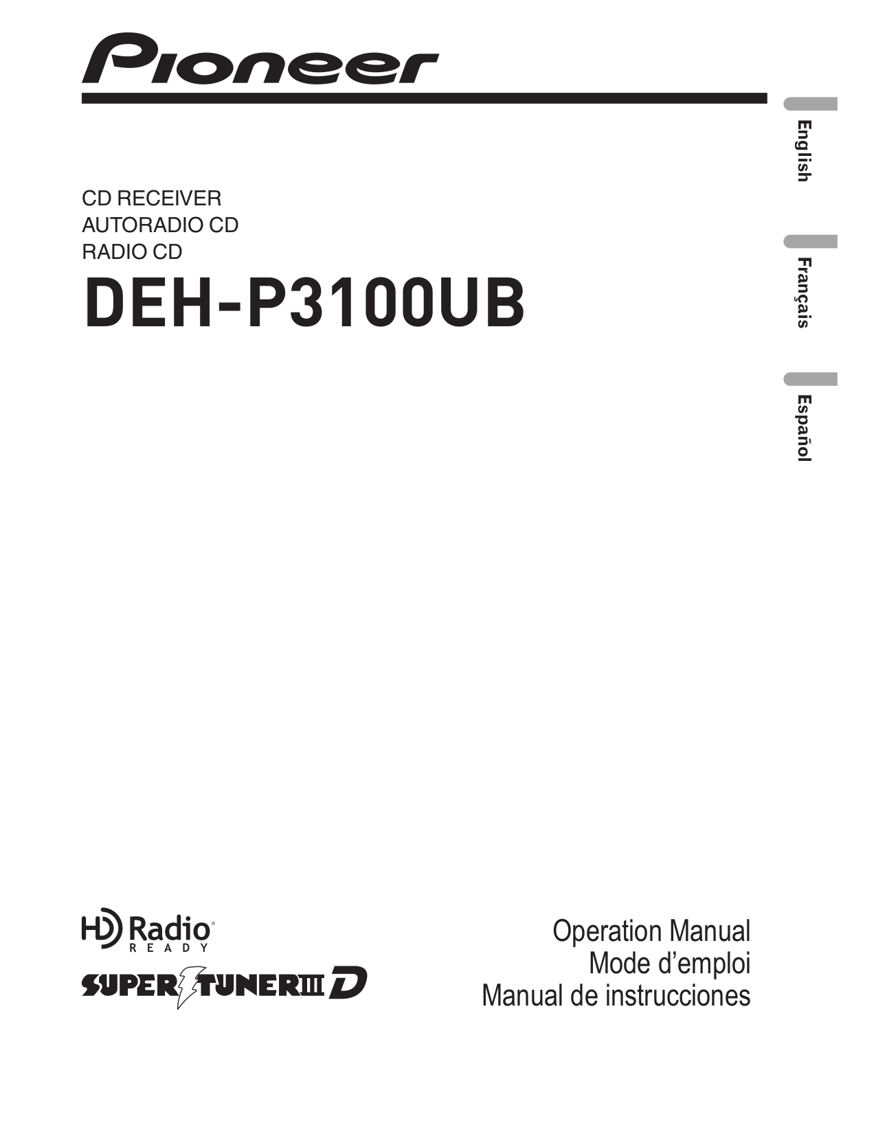 Download free pdf for Pioneer DEHP3100UB Car Receiver manual