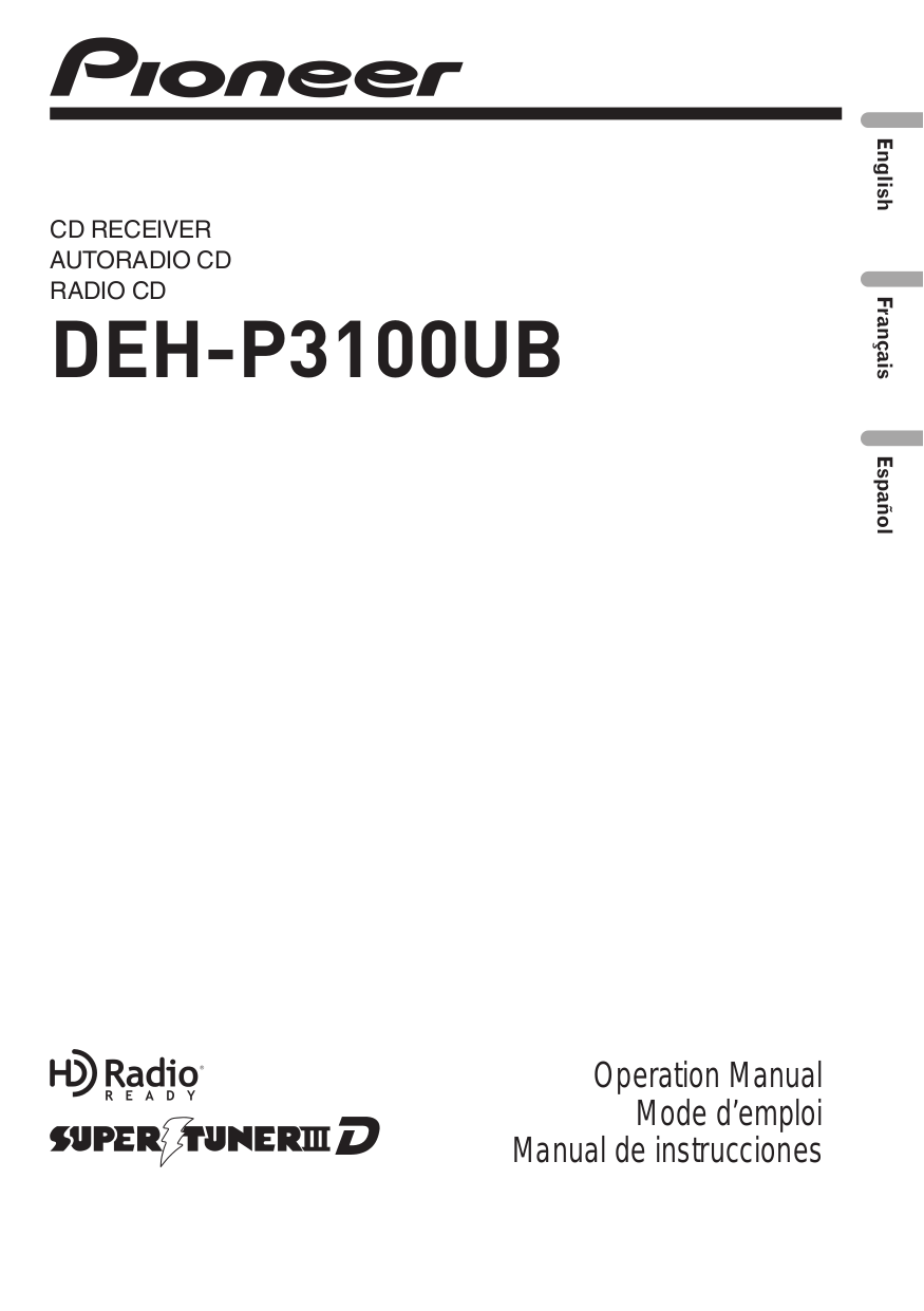 Download free pdf for Pioneer DEH-P3100UB Car Receiver manual