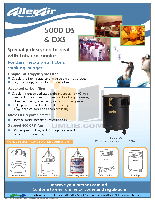 Download Free Pdf For AllerAir 5000 DXS Air Purifier Manual