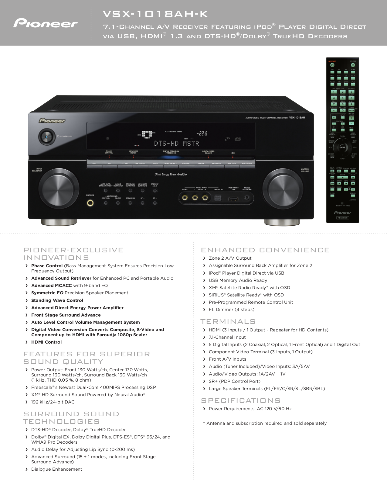 PDF manual for Pioneer Receiver VSX-1018AH-K