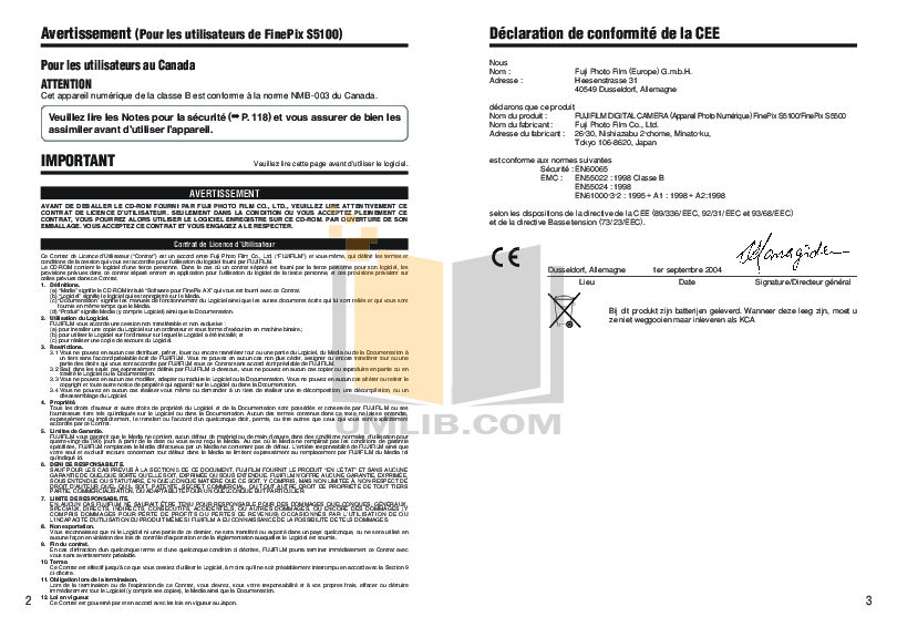 PDF manual for FujiFilm Digital Camera Finepix S5500