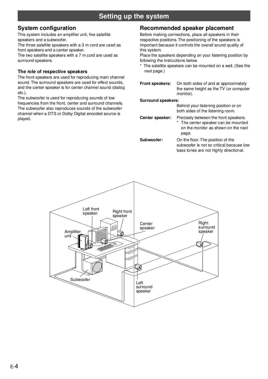PDF manual for Yamaha Speaker System TSS1