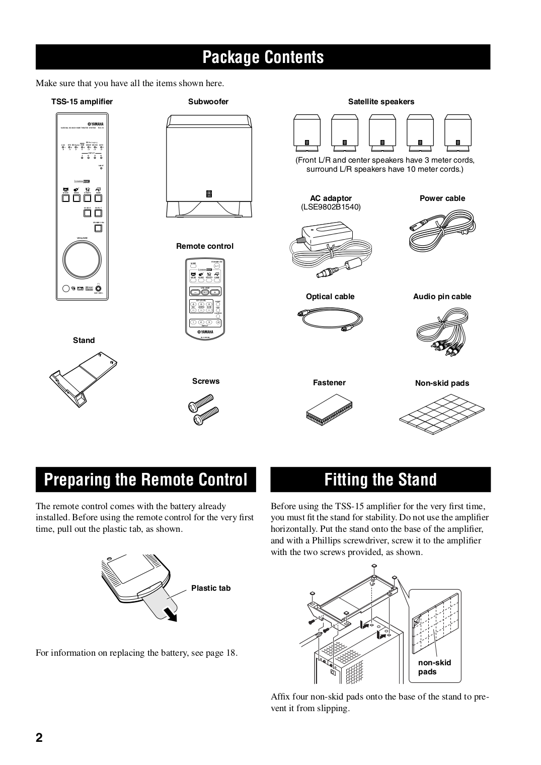 PDF manual for Yamaha Speaker System TSS1