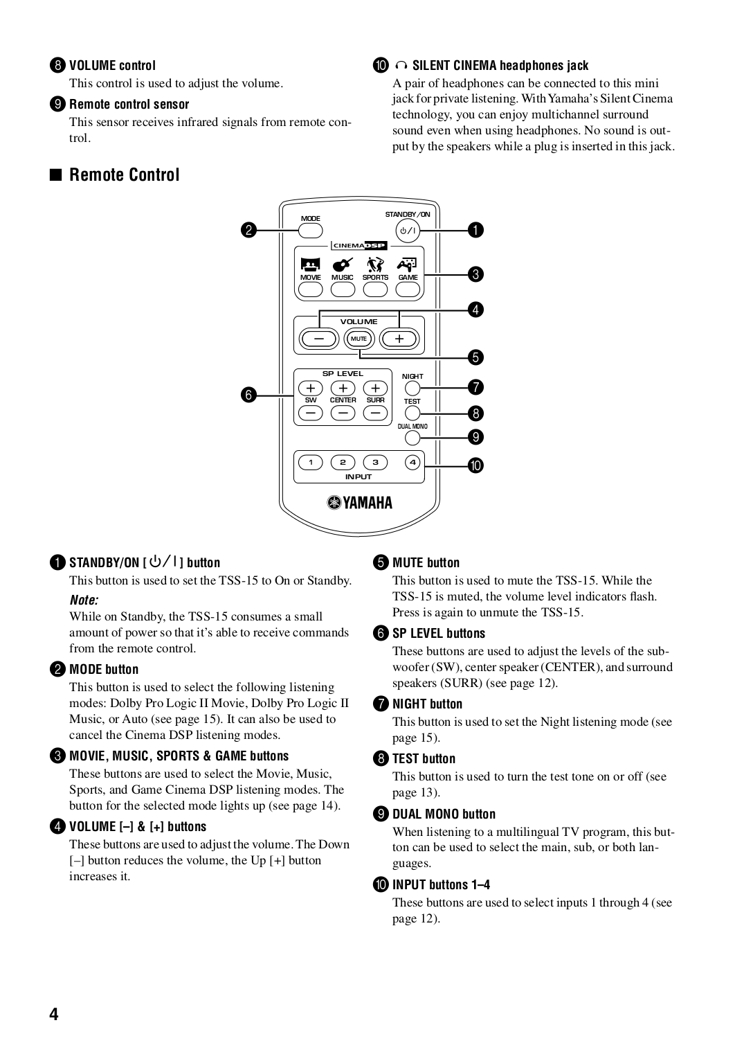 PDF manual for Yamaha Speaker System TSS1