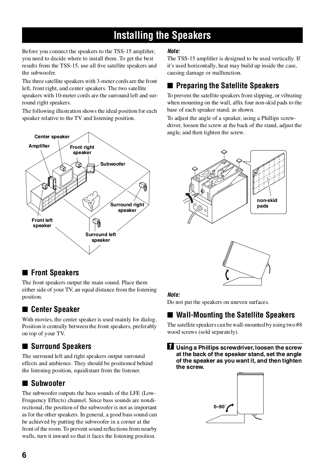 PDF manual for Yamaha Speaker System TSS1