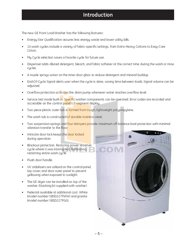 PDF manual for GE Washer WBVH6240FWW