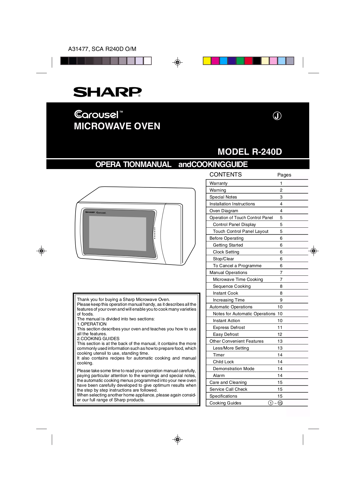 Download free pdf for Sharp R820B Microwave manual