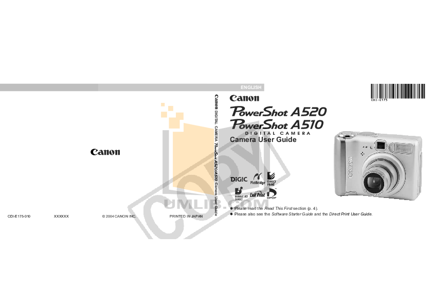 PDF manual for Canon Digital Camera Powershot A510