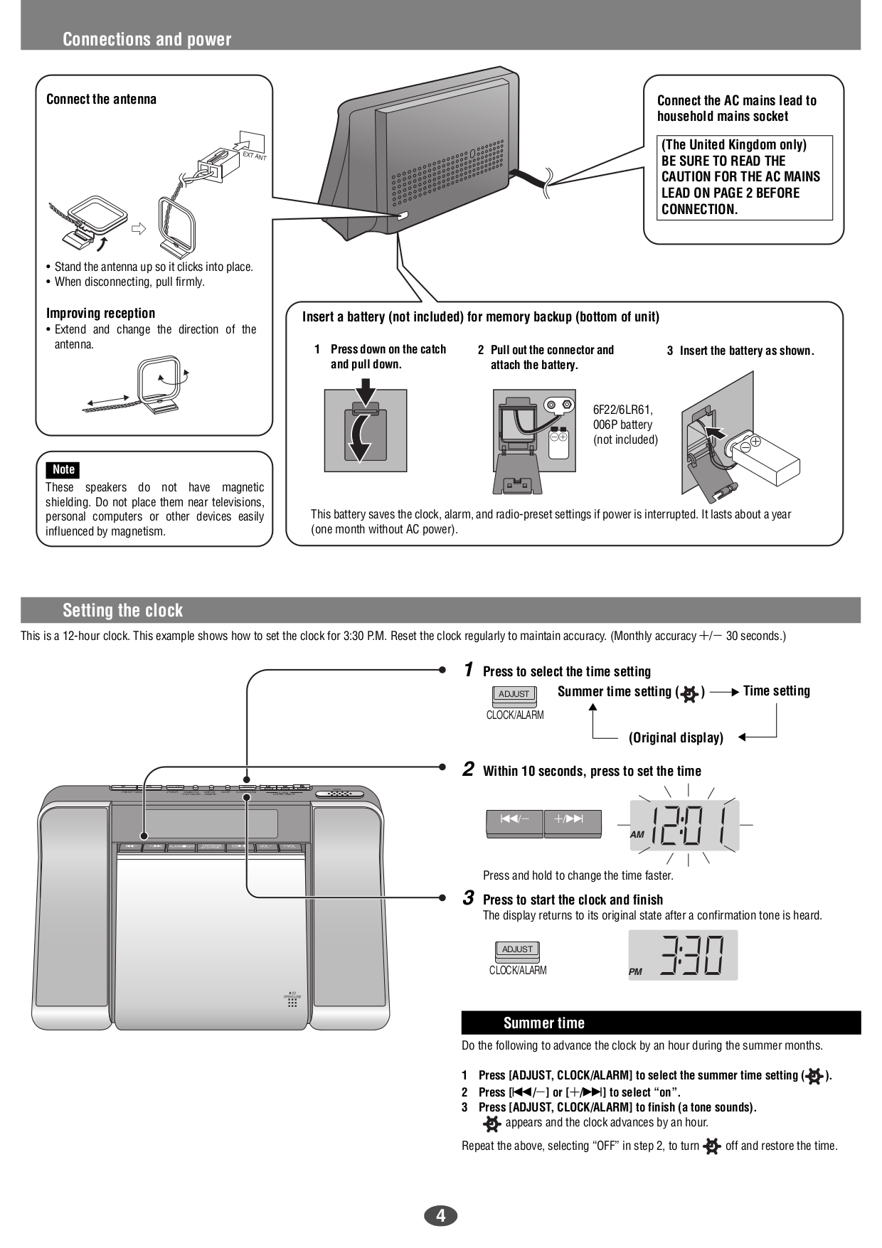 PDF manual for Panasonic Clock Radio RCCD350