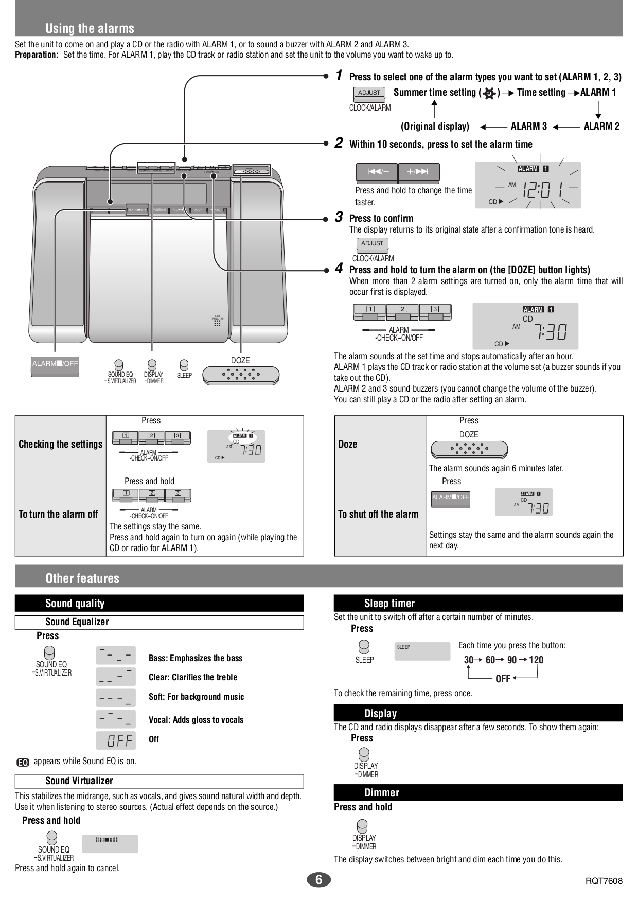 PDF manual for Panasonic Clock Radio RCCD350