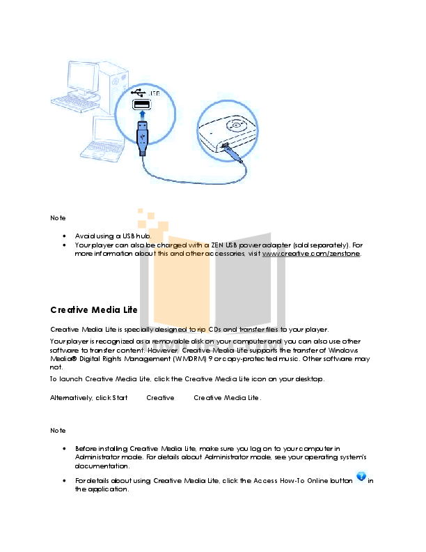 PDF manual for Creative MP3 Player ZEN Zen V Plus 1GB