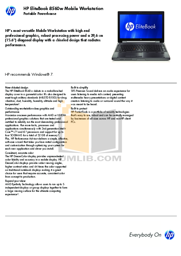 PDF manual for HP Laptop EliteBook 8560w