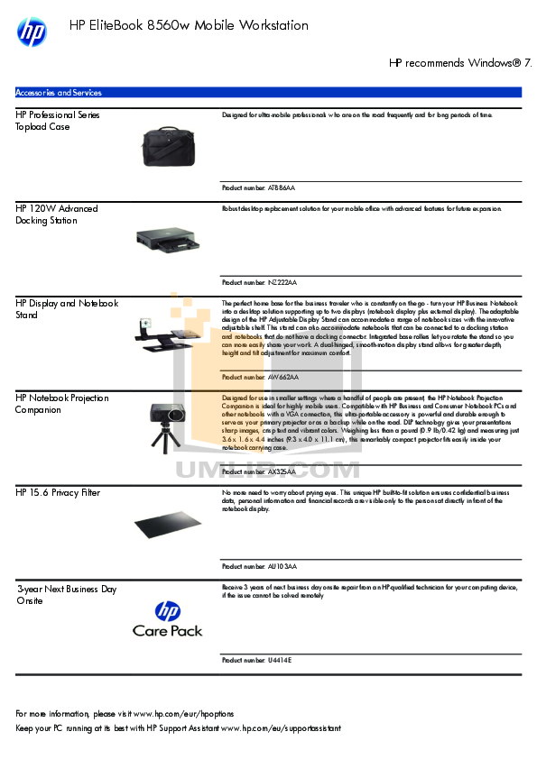 PDF manual for HP Laptop EliteBook 8560w