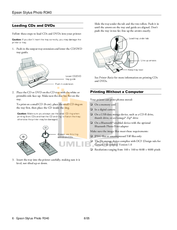 PDF manual for Epson Printer Stylus Photo R340