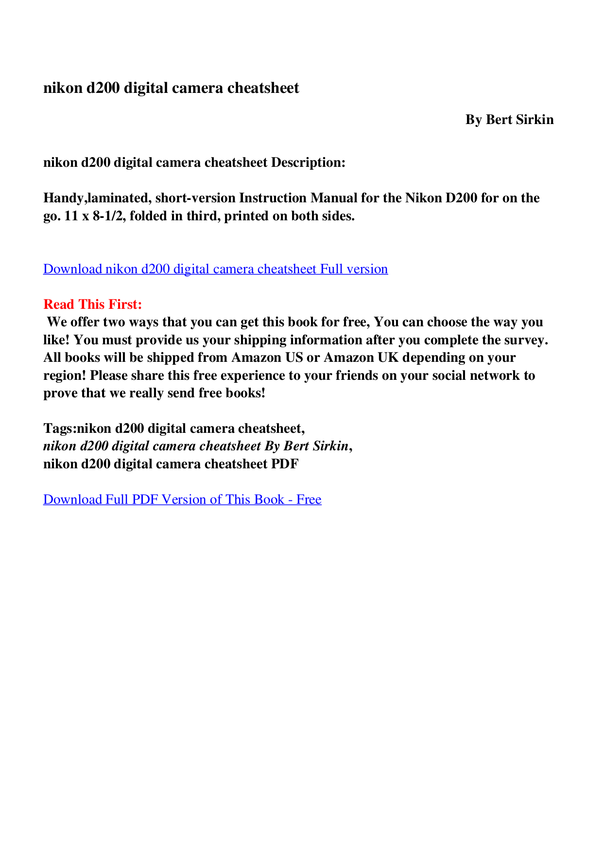 Download free pdf for Nikon D200 Digital Camera manual