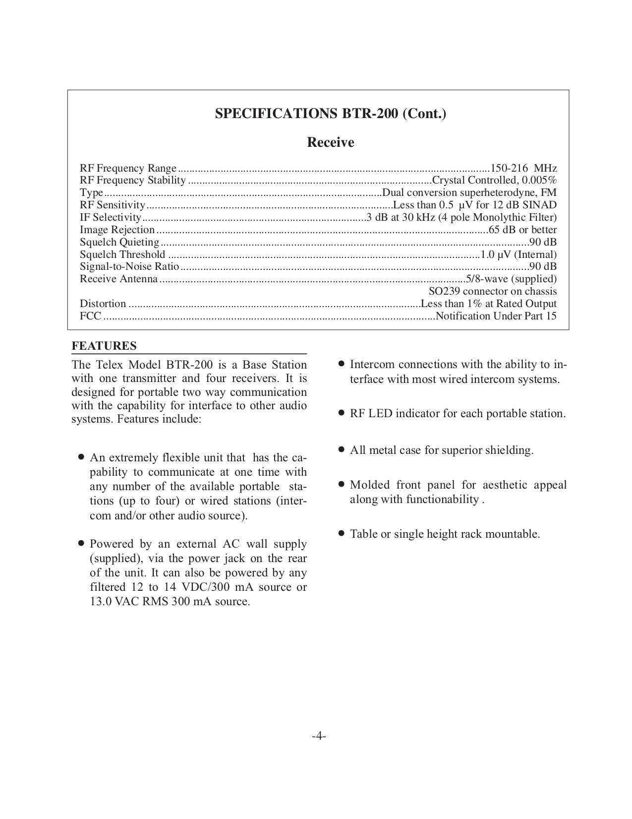 Telex Other RMS300 IntercomSystem pdf page preview