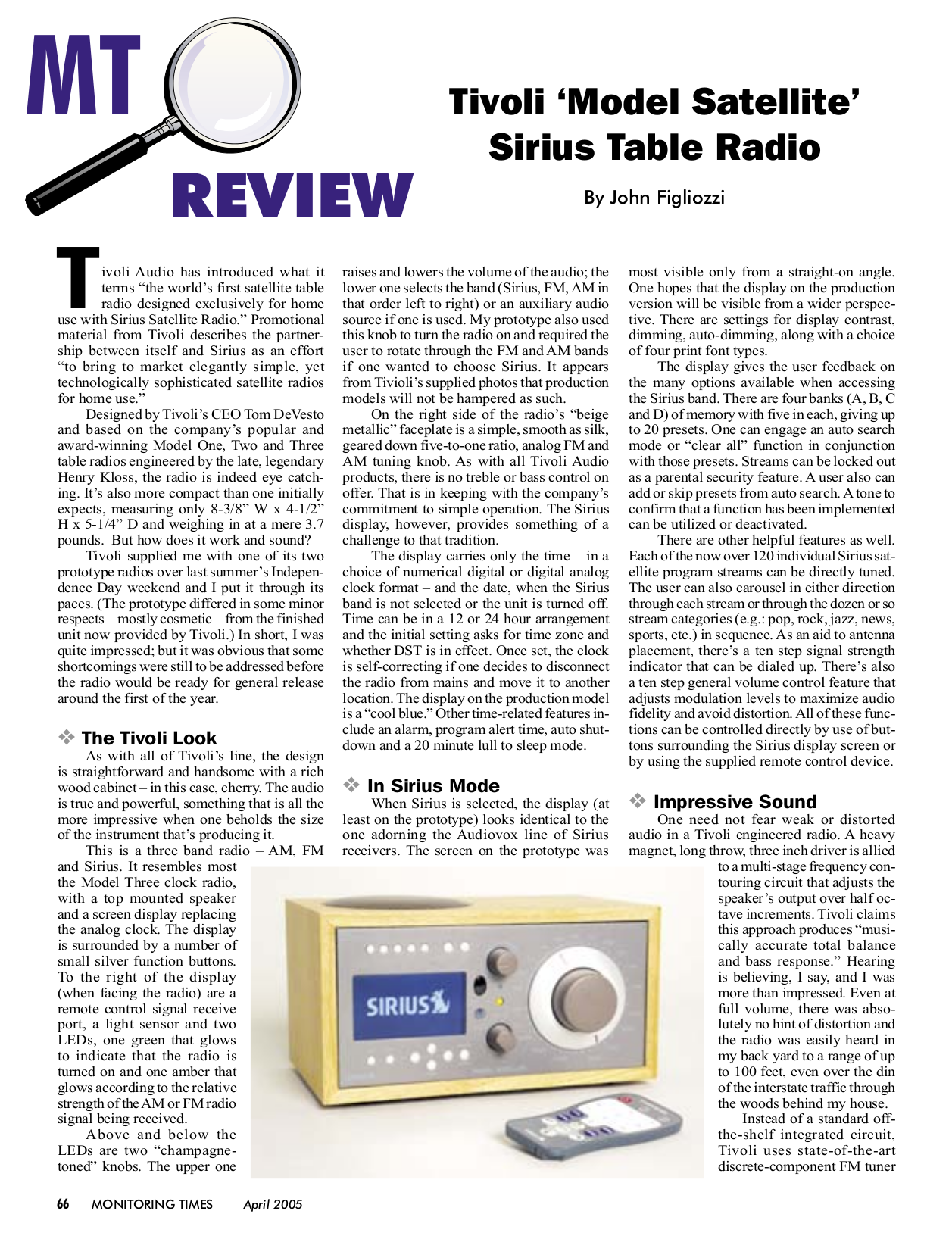 Download free pdf for Tivoli Model Satellite Satellite Radio manual