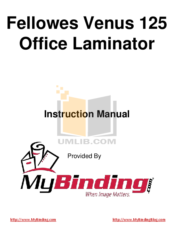 Download free pdf for Fellowes Venus 125 Laminators Other manual
