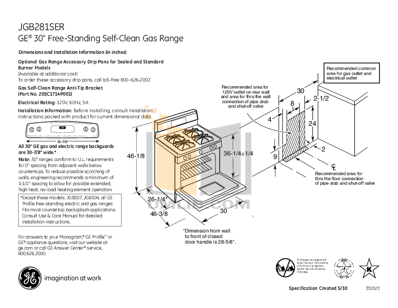 Download free pdf for GE JGB281SERSS Range manual