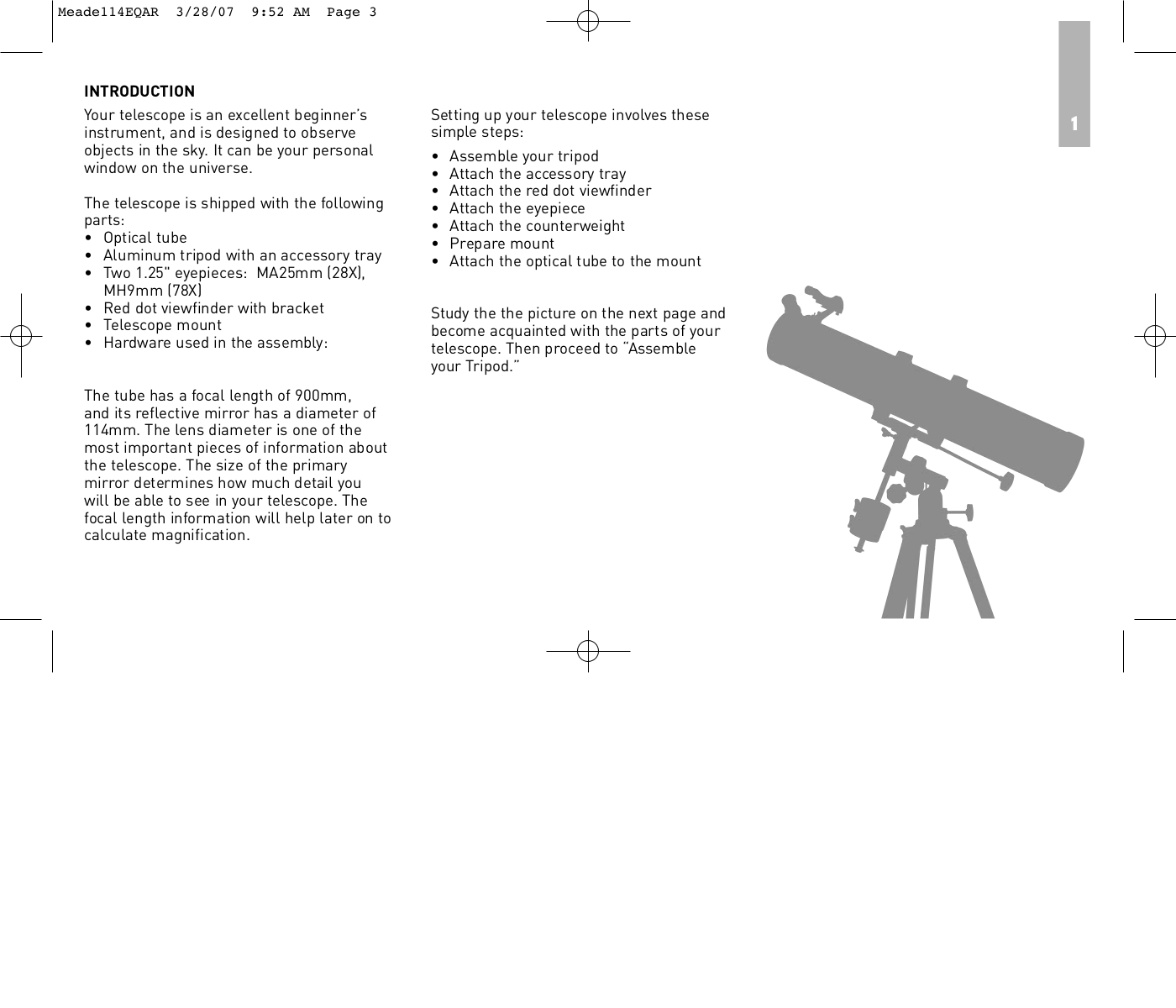 PDF manual for Meade Telescope 114EQD