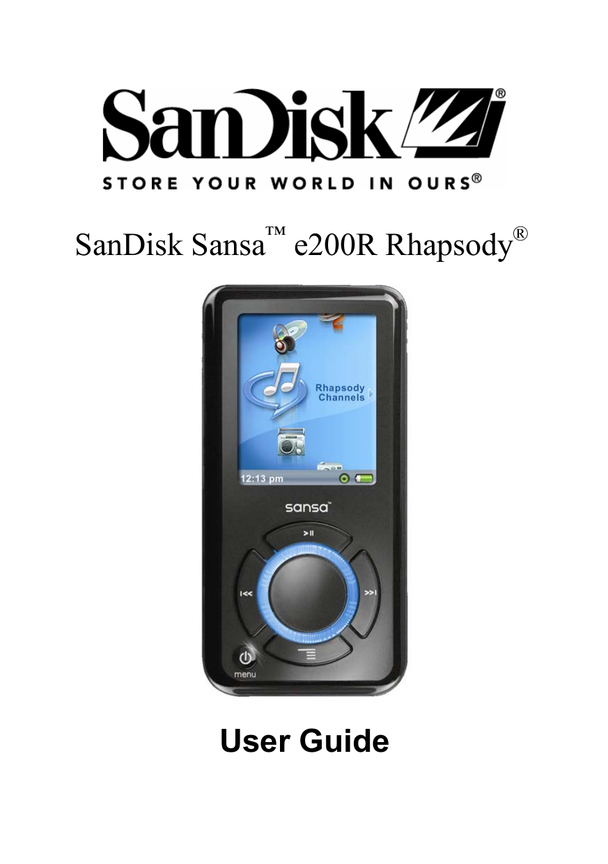 Download free pdf for Sandisk Sansa e280R MP3 Player manual