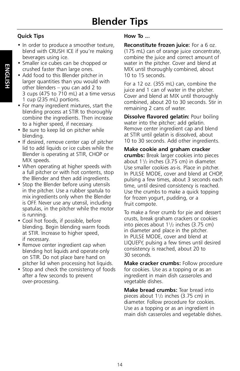 PDF manual for KitchenAid Blender KSB560