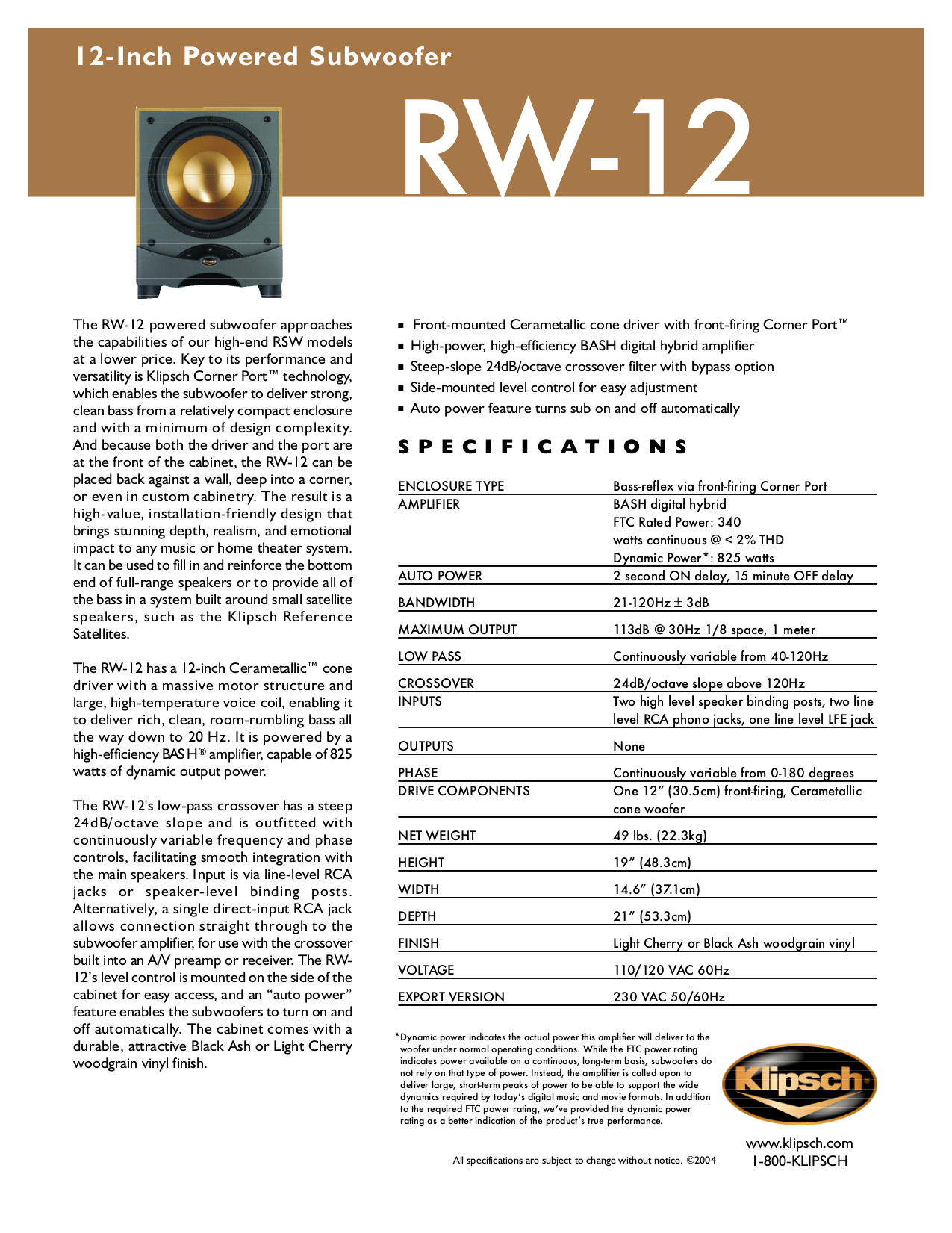 klipsch rsw12