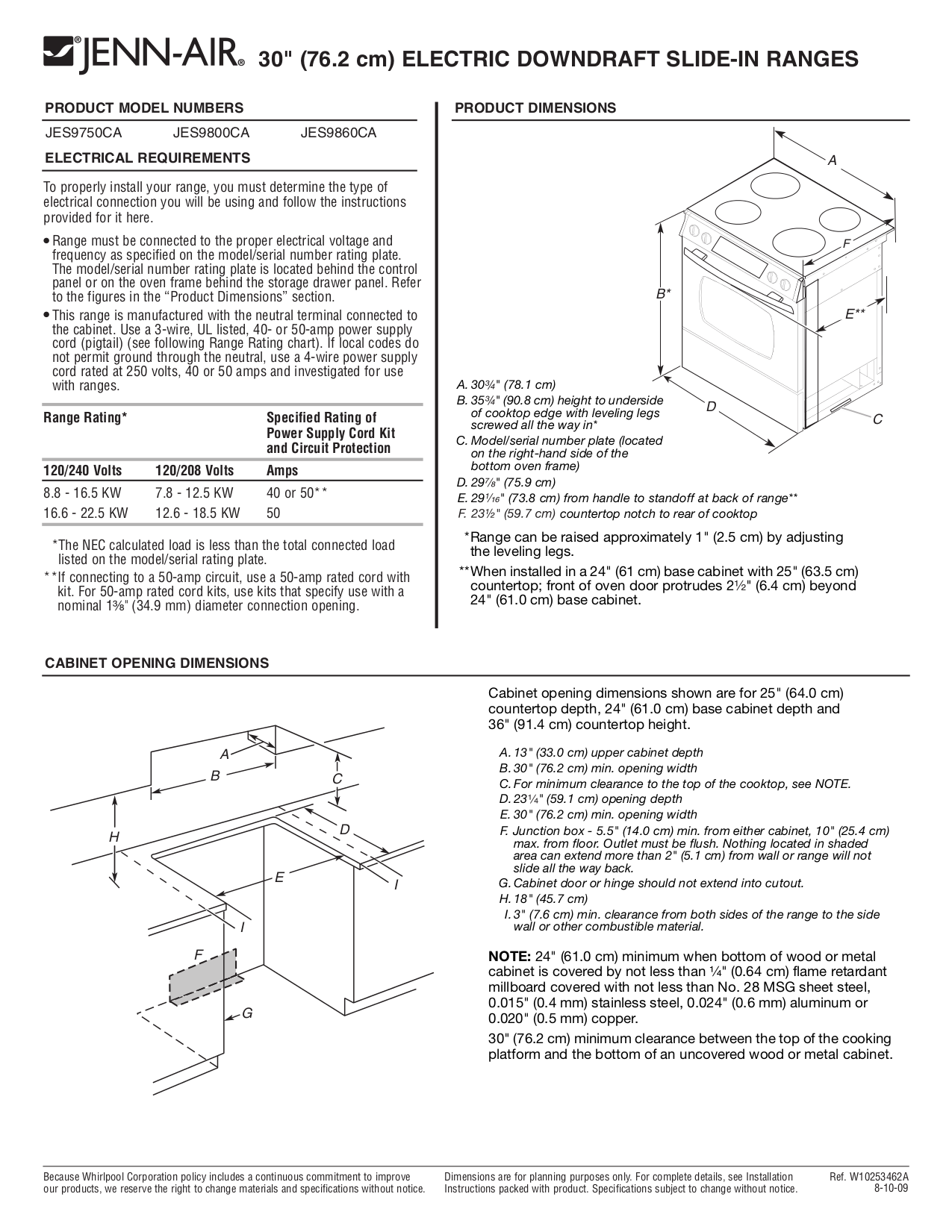 Download free pdf for Jenn-Air JES9800CAS Range manual