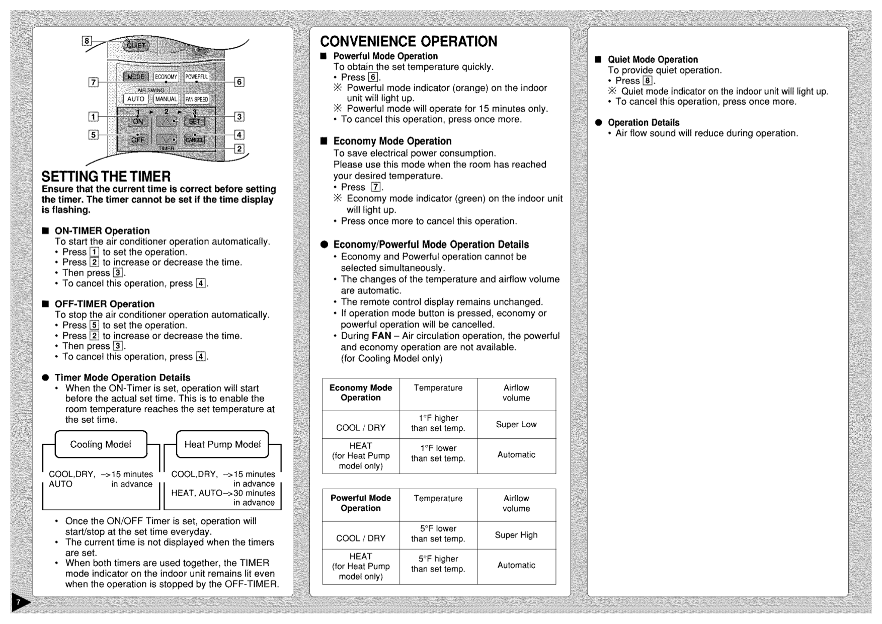 PDF manual for Panasonic Air Conditioner CSC9CKPG