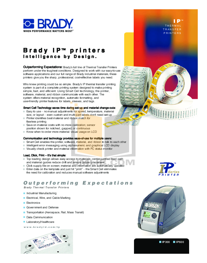 Download free pdf for Brady BPIP300 Printer manual