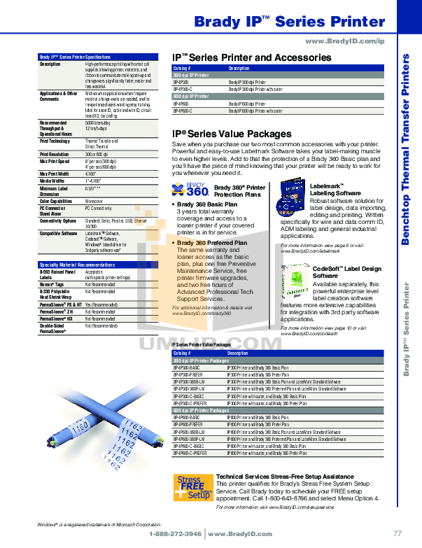 Download free pdf for Brady BPIP300 Printer manual