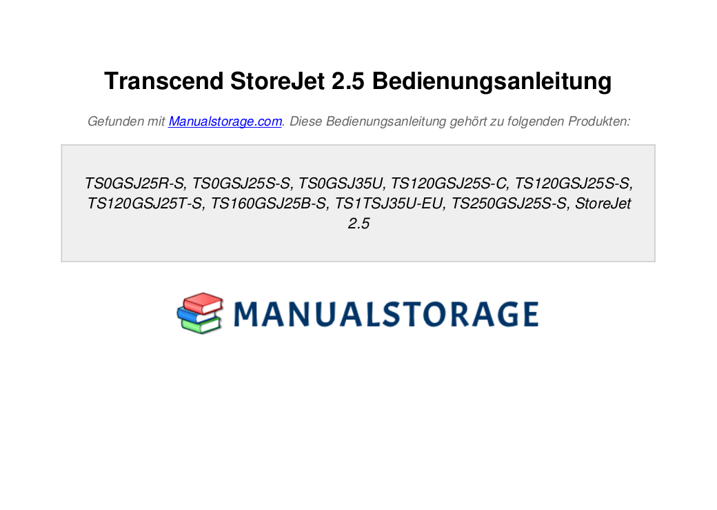 pdf for Transcend Storage TS120GSJ25T manual