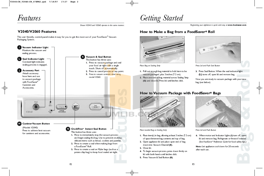 PDF manual for Foodsaver Other V2060 Sealing System