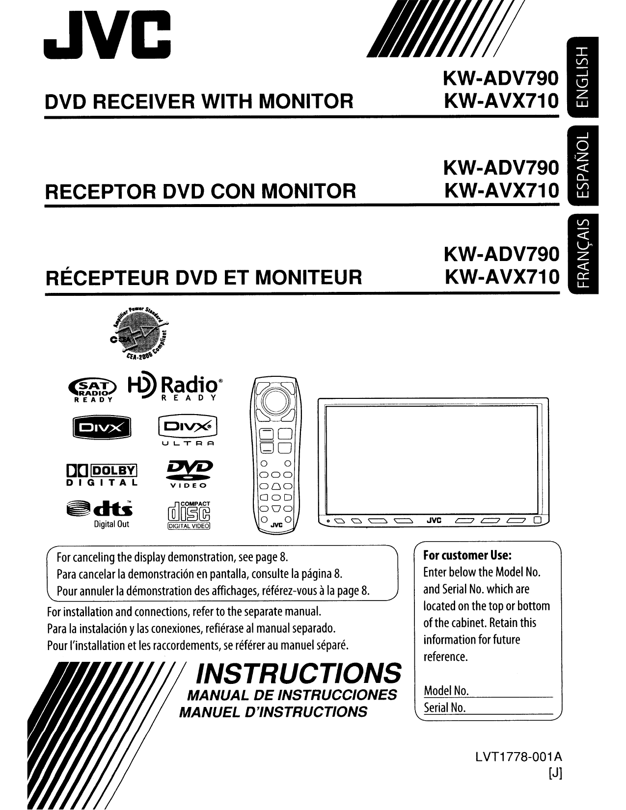 Download free pdf for JVC KW-AVX710 Car Video manual
