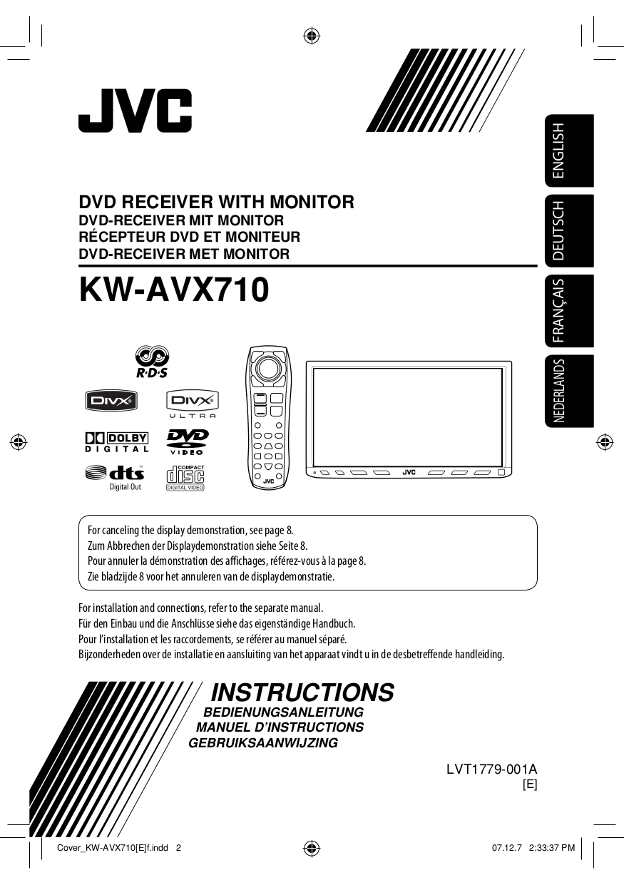 Download free pdf for JVC KW-AVX710 Car Video manual