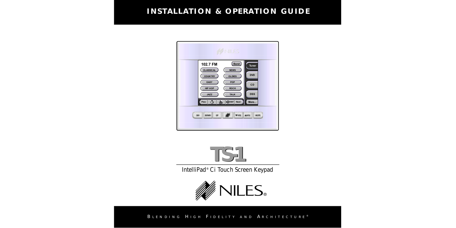 Download free pdf for Niles Select IR Audio-Intellipad CI Keypad Other