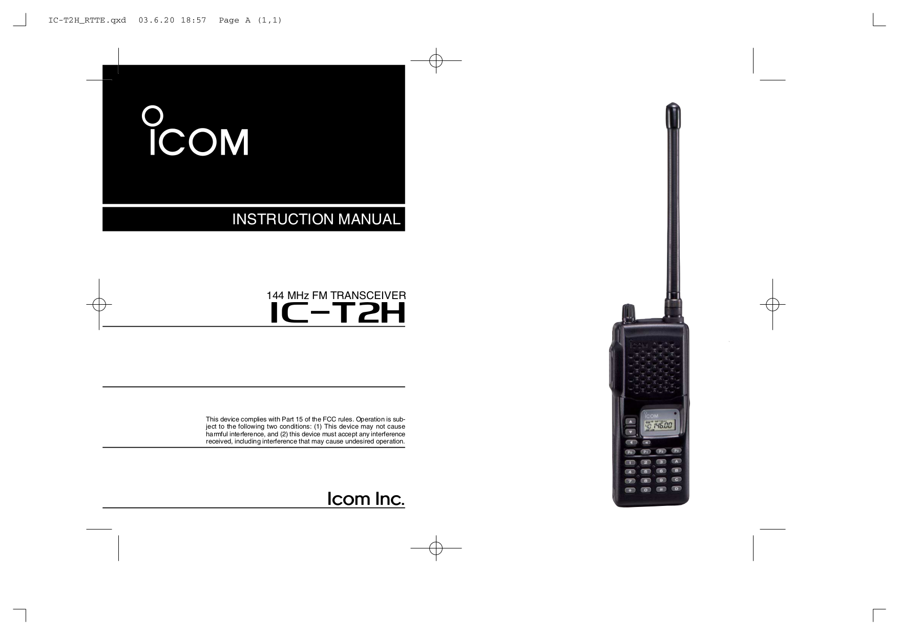 PDF manual for 2way Radio ICF3S