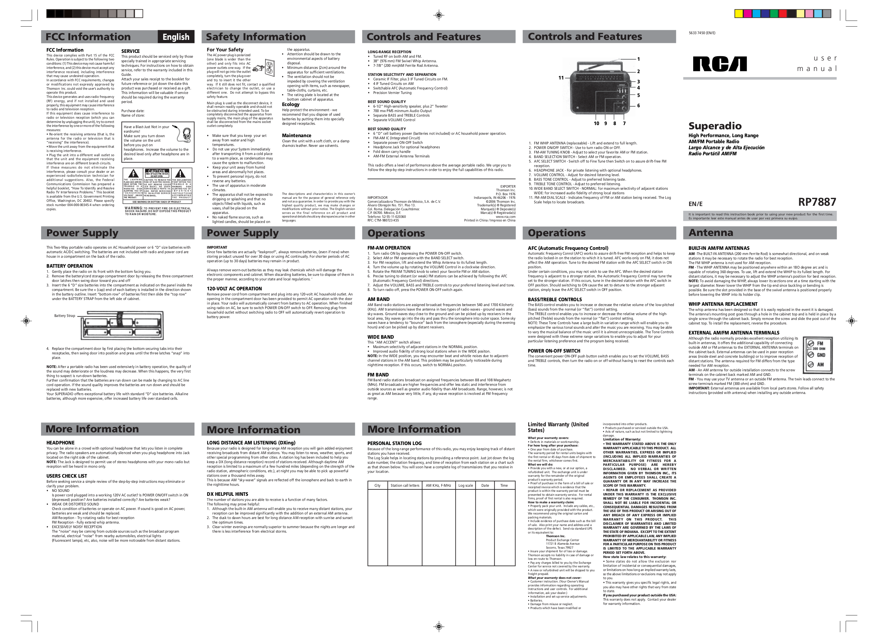 Download free pdf for RCA RP7887 Radio manual