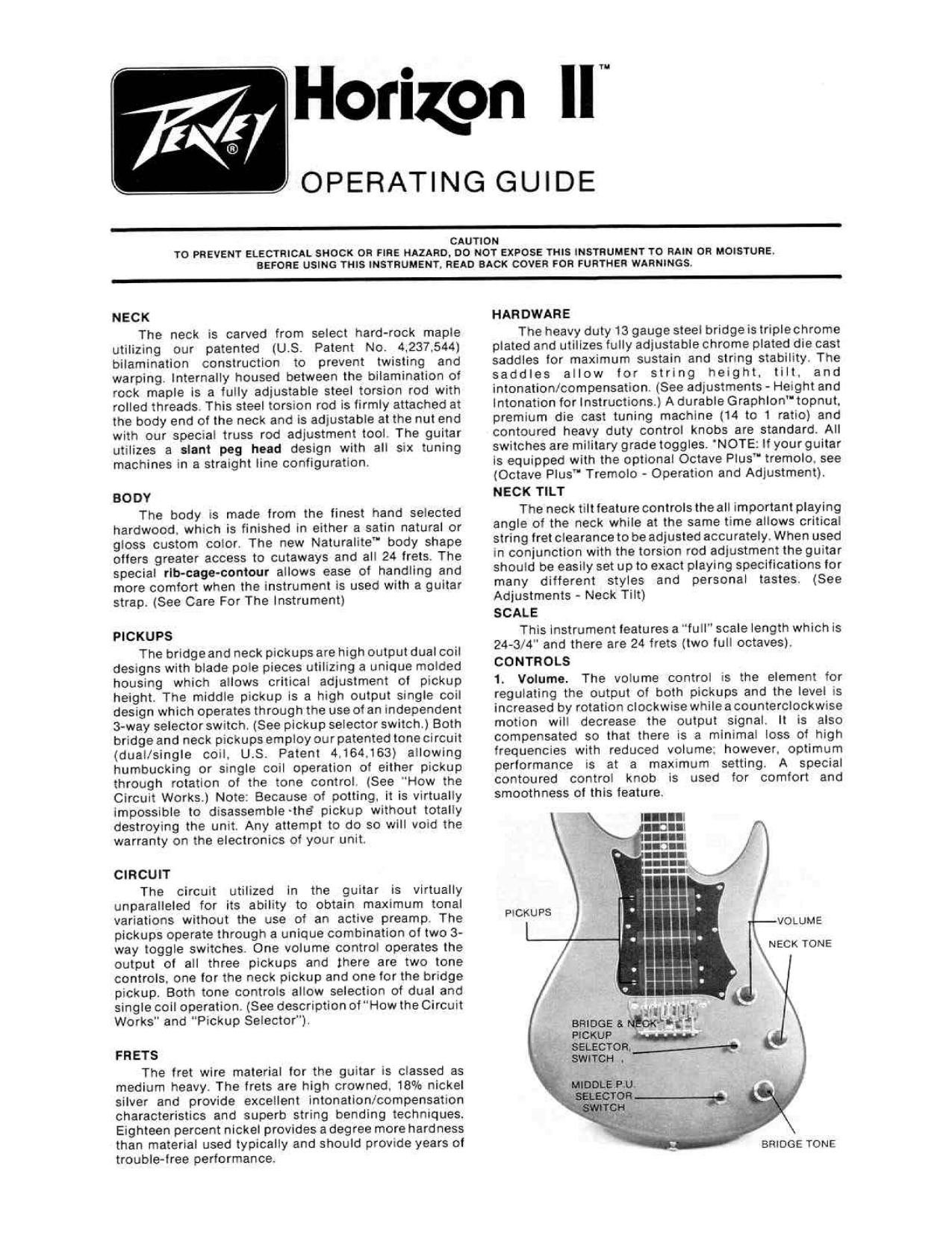 PDF manual for Peavey Guitar Horizon II