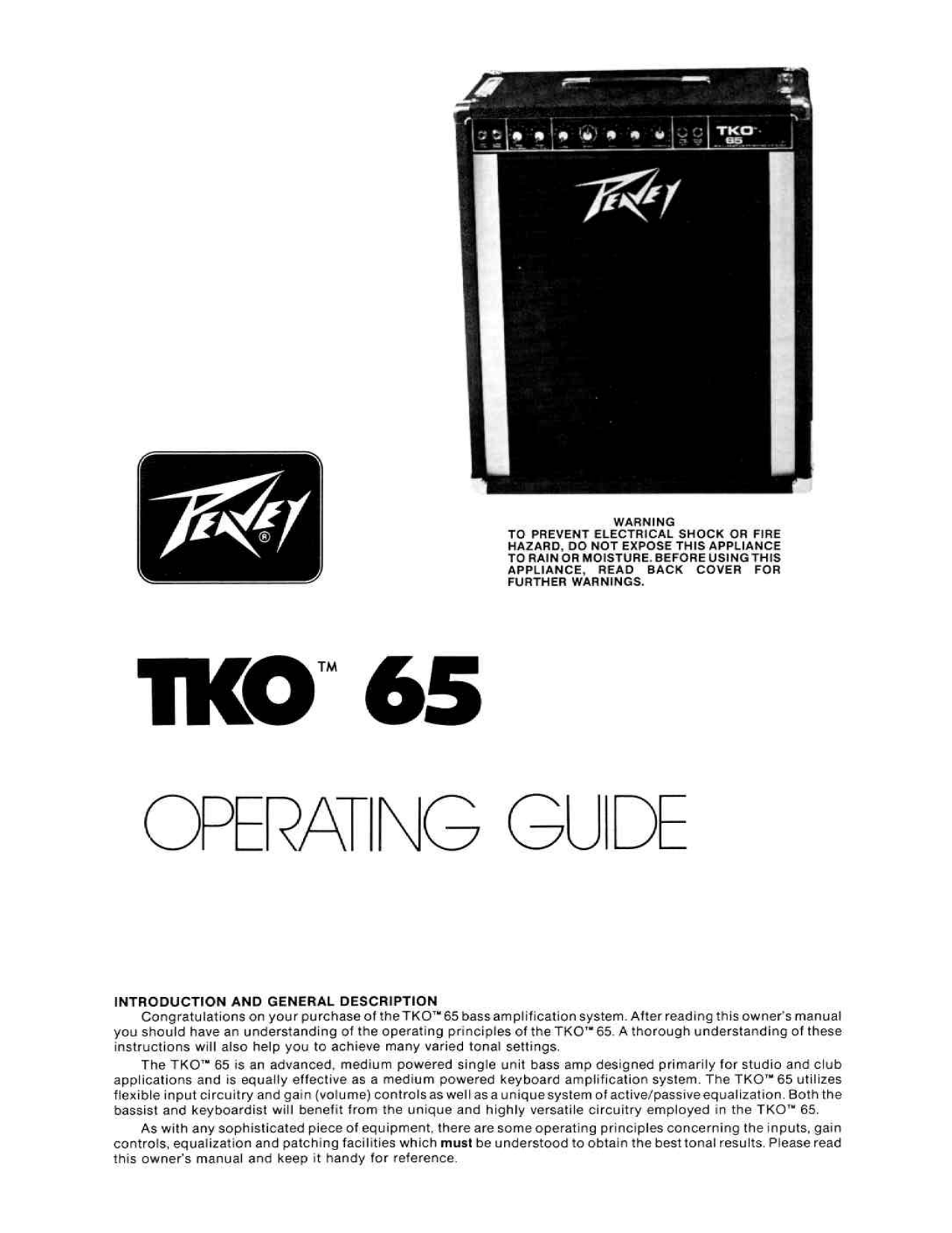 PDF manual for Peavey Amp TKO 65