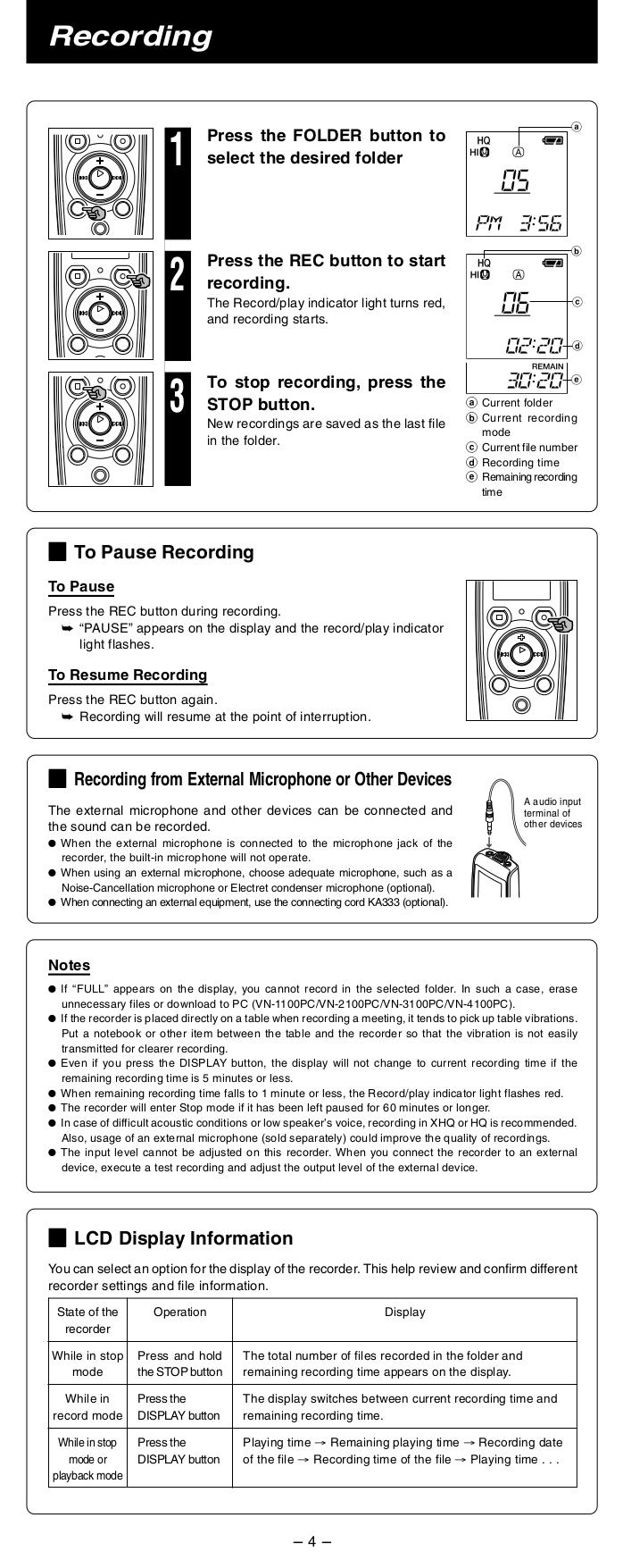 PDF manual for Olympus Voice Recorder VN120